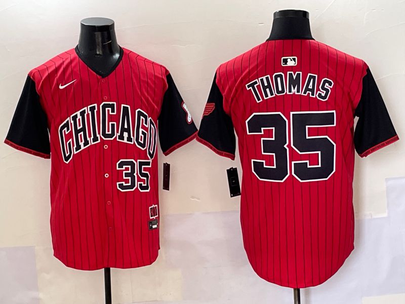 Men 2025 Chicago White Sox #35 Thomas Red Stripe Joint Name Nike MLB Jersey style 35